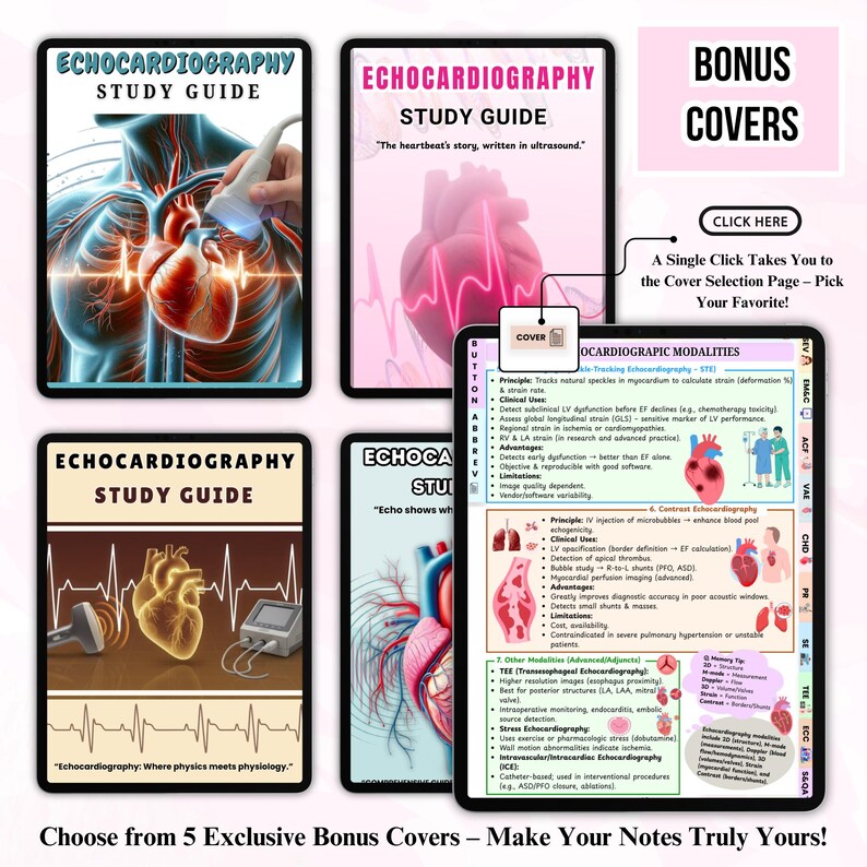 Echocardiography Study Guide PDF, Echo Ultrasound Notes, 80 Pages Bonus ...
