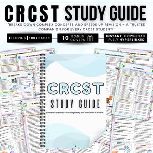 CRCST Studienführer Bundle, PDF Prüfungshilfe, Chirurgische Instrumente, CRCST Quiz, Hyperlinked Studienführer, Sterile Tech Prüfungsfragen