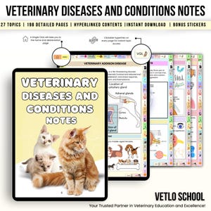 Veterinary Diseases Study Guide, Digital Vet Medicine Notes, Common Animal Illnesses Treatments, Veterinary Student & Technician Essentials