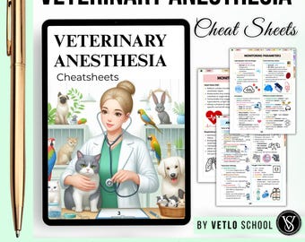 Veterinary Anesthesia Cheat Sheets | Digital Vet Medicine Reference Guide | Veterinary Technician & Student Study Aid | Instant Download PDF