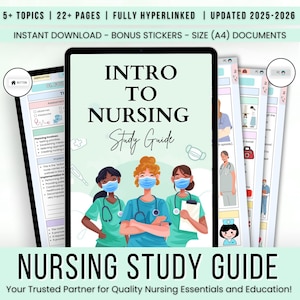 Intro To Nursing Study Guide 22+ Pages, Digital Nursing Notes, Nursing Exam Prep, Nursing Student PDF Download, Nursing Study Guide for Exam