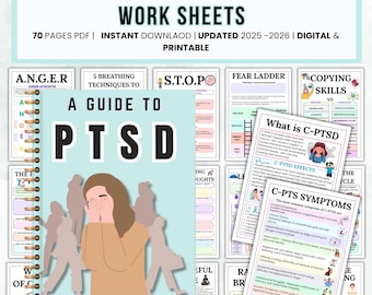 PTSD Worksheets, Post Traumatic Stress Disorder, PTSD Guide, Mental Health Resources, PTSD Mind Tools, Ptsd Self Help, Digital & Printable