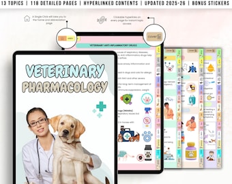 Notes de pharmacologie vétérinaire | Guide d'étude de la médecine vétérinaire numérique | L'essentiel pour les techniciens vétérinaires et les étudiants | Téléchargement instantané PDF