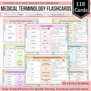 Flashcards medische terminologie 118+ kaarten, bonusterminologiebladen, 5 bonusvoorbladen, studiegids medische terminologie, studieflashcards