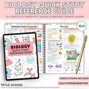 Biology Quick Study Reference Guide, 15+ Pages, Biology Concept Map, Study Material For Biology, Study Notes Science, Digital & Printable