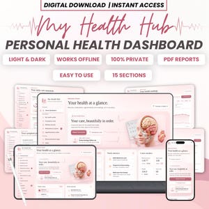 Digital Health Planner & Medical Organizer, Private Offline Tracker for Medications, Vitals, Symptoms  Appointments, Digital Download