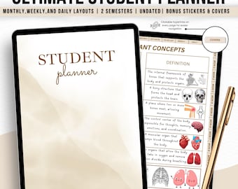 Digital Student Planner: Weekly Study Organizer (Goodnotes, PDF Downloadable & Printable