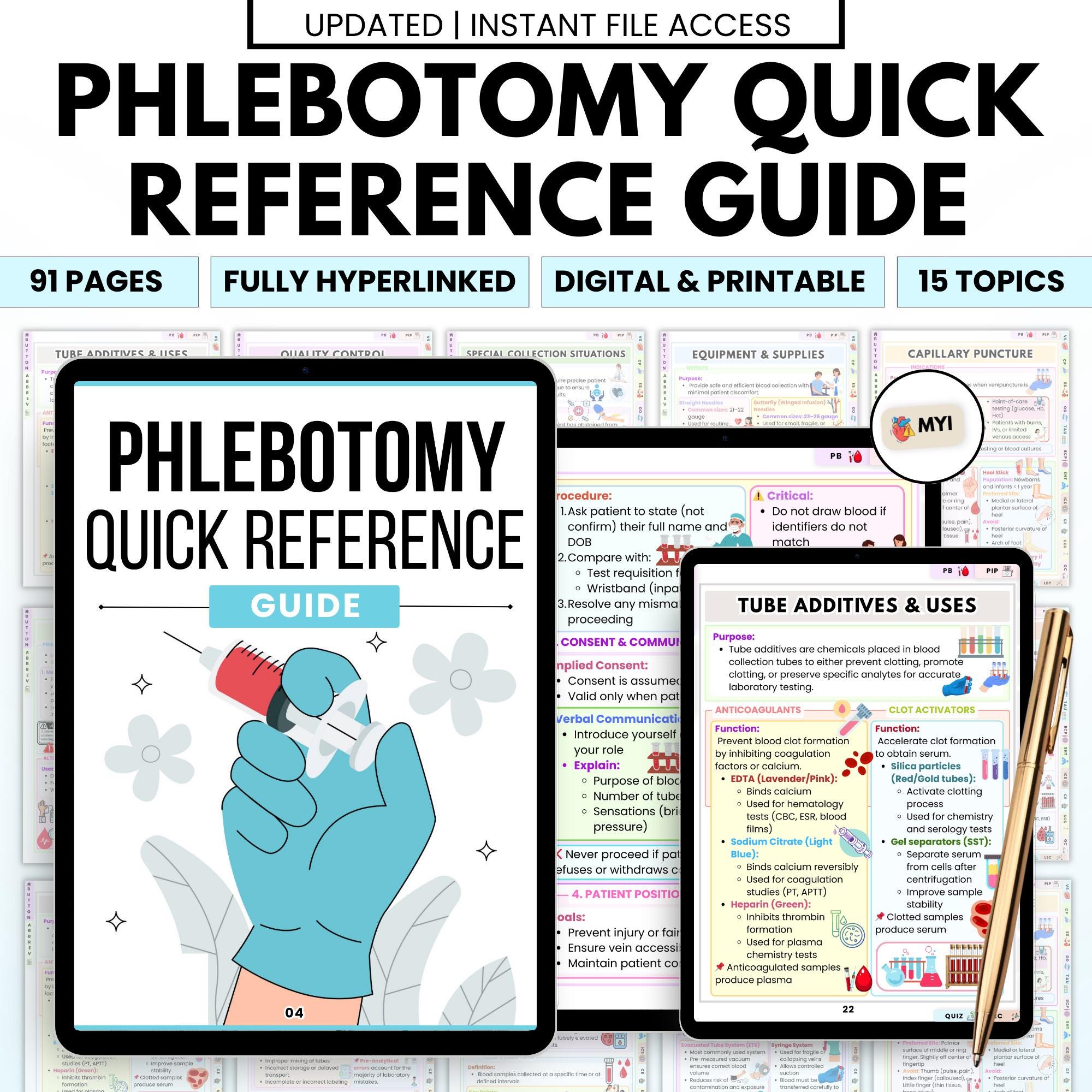 Phlebotomy Quick Study Guide | Venipuncture & Blood Draw Notes | Order ...