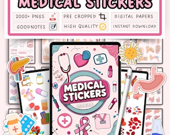 Medical Stickers Pack, Nursing Stickers, Free 100+ Digital Papers, Medical Study Stickers, Goodnotes Medical Stickers, Instant Download