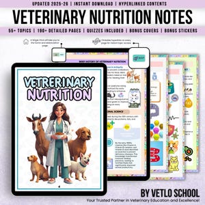 190+ Veterinary Nutrition Guide Hyperlinked, Veterinary Nurse Study Guide, Vet Med Student, Vet Tech Note, UPDATED 2025-26, Instant Download