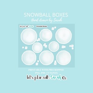 SNOWBALL BOXES Printable Planner Stickers, Winter Journaling boxes, Circle Frames for Bullet Journal
