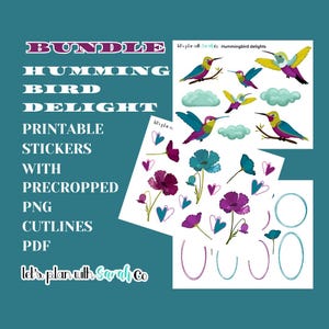 KOLIBRI DELIGHT BUNDLE mit druckbaren Frühlings- und Sommeraufklebern für Planer, Journals, Scrapbooks, Junk Journals, Kartenherstellung usw.