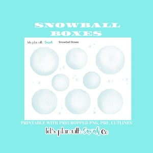 SNOWBALL BOXES Printable Winter Journal Boxes stickers for Planner, Journal, Bujo, Scrapbooks, Memory Keep, Card making,