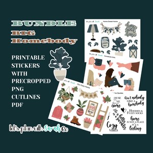 BIG HOMEBODY Bundle FALL Printable stickers Planner, Journal, Bujo, Scrapbooks, Memory Keep, Card making
