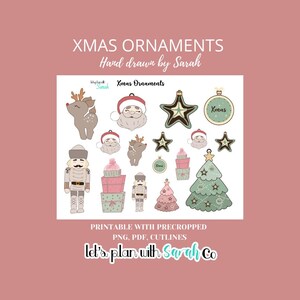 XMAS ORNAMENTS Printable Planner Stickers, Digital Christmas Sticker Set, Holiday Journal Stickers for Memory Keeping