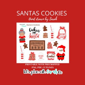 SANTAS COOKIES Printable Planner Stickers, Christmas Digital Sticker Set, Holiday Journal Stickers for Memory Keeping