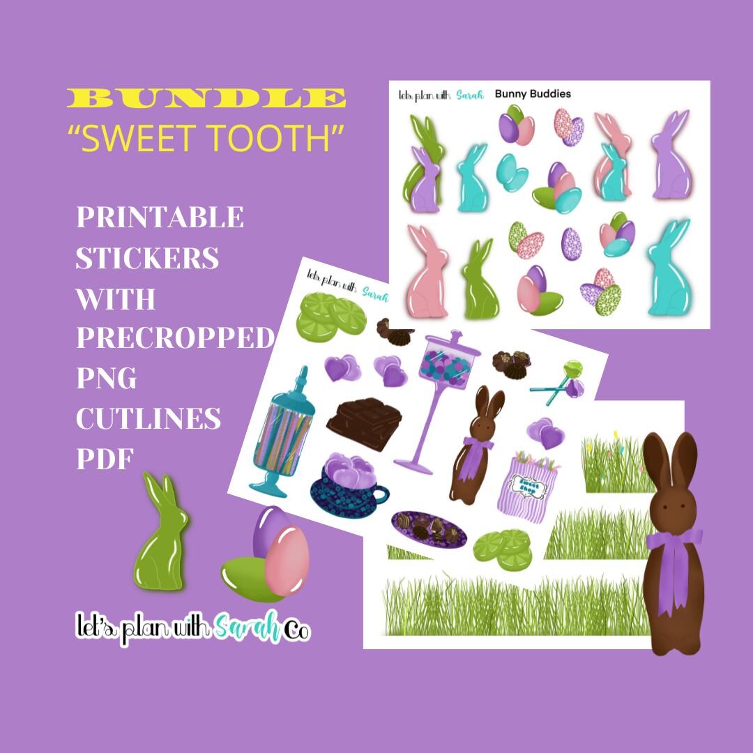 SWEET TOOTH BUNDLE Printable Easter or Candy Lover Stickers for ...