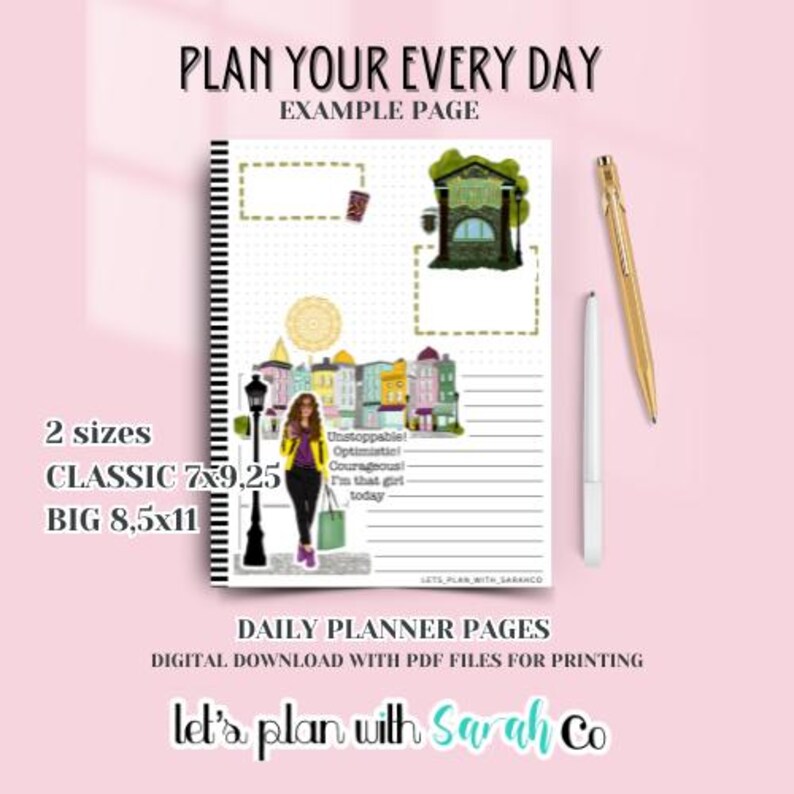 DAILY PLANNER PAGE - 2 Sizes Printable Insert in for Planners, Journals ...