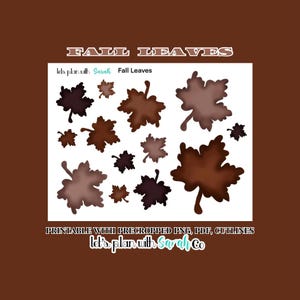 FALL LEAVES Printable Autumn stickers for Planner, Journal, Bujo, Scrapbooks, Memory Keep, Card making