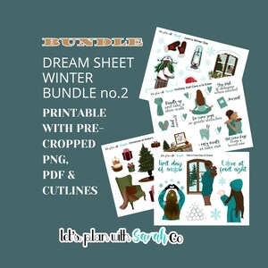 DREAM SHEET WINTER no2 Bundle printable stickers, Printable stickers Planner, Journal, Bujo, Scrapbooks, Memory Keep, Card making