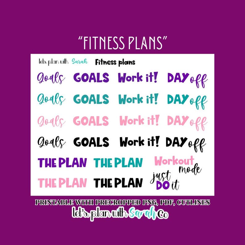 WORKOUT GIRLS Big BUNDLE Printable Fitness Stickers, Cardio, Home ...