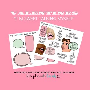 Im SWEET TALKING MYSELF BUNDLe Autocollants imprimables de la Saint-Valentin pour agenda, journal, bujo, albums de coupures, souvenir, fabrication de cartes, phylactères