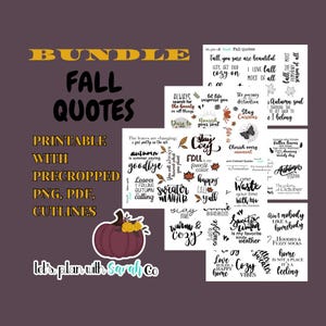 FALL QUOTES Printable AUTUMN stickers for planners, journals, scrapbooks, memory keeping, junk journals, bujo, card making