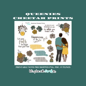 STAMPE DI CHEETAH DI QUEENIES Adesivi per planner stampabili Adesivi per scrapbooking Download di bullet journal
