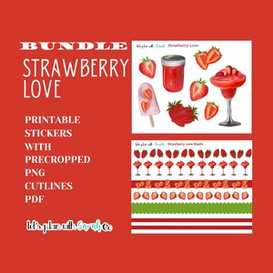 STRAWBERRY LOVE BUNDLE Feels like summer stickers Printables for journals, planners, scrapbooks etc