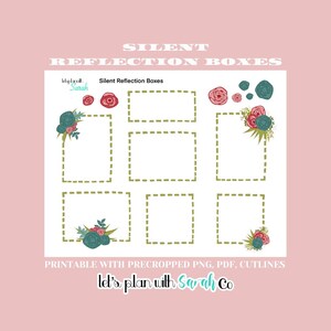 SILENT REFLECTION BOXES Printable functional boxes stickers for planners, scrapbooks and Bullet journal downloads