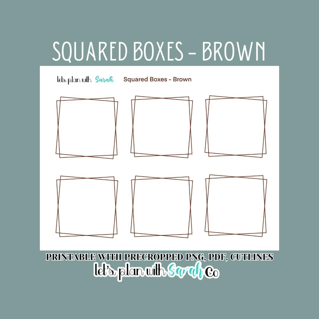 Writing Square Box SQUARED BOXES BROWN Printable Journaling Boxes for Planners, Journals ...