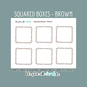 SQUARED BOXES BROWN Printable journaling boxes for planners, journals, scrapbooks etc