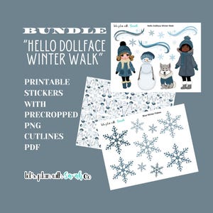 HELLO DOLLFACE WINTER WALk Druckbare Aufkleber für Planer, Journals, Scrapbooks, Memory-Aufbewahrung, Kartenherstellung