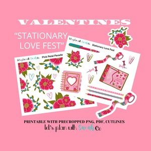 STATIONARY LOVE FEST Kit Leuke afdrukbare stickers voor planners, scrapbooking, Bullet Journal, geheugensteun