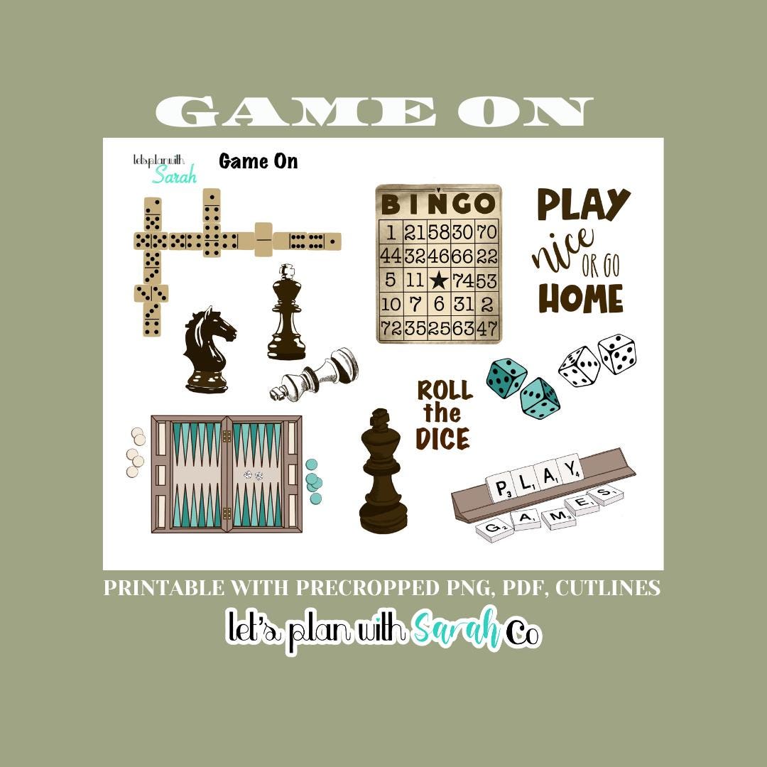 GAME ON Printable Fun Stickers for Planner, Scrapbooking and Bullet ...