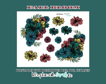 FALL BLOOM AUTUMN Printable stickers Planner, Journal, Bujo, Scrapbooks, Memory Keep, Card making