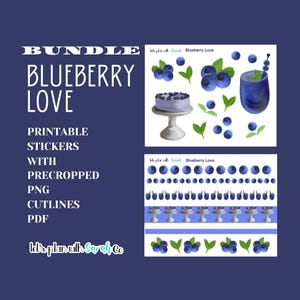 BLUEBERRY LOVE BUNDLE Printable Feels like Summer stickers for planners, journals, memory keeper