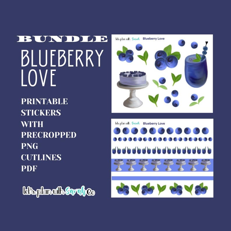 BLUEBERRY LOVE BUNDLE Printable Feels Like Summer Stickers for Planners ...