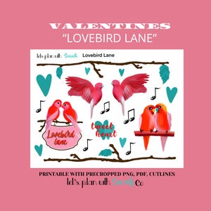 LOVEBIRDS LANE Stickers imprimables pour agenda, journal, bujo, albums de coupures, souvenir, fabrication de cartes, bons pour la superposition et l'encadrement