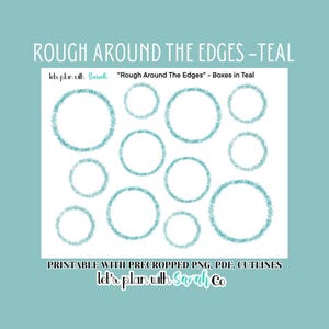 BORDI RUVIDI - Riquadri color verde acqua - Adesivi stampabili con testo funzionale per agende, diari, scrapbooking ecc.