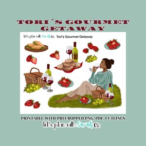 TORIS GOURMET UITJE Afdrukbare lente- en zomerstickers voor je planners, tijdschriften, bujo, plakboeken, junkdagboeken en kaarten maken, enz.