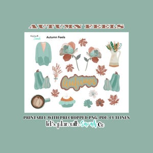 AUTUMN FEELS FALL Printable stickers Planner, Journal, Bujo, Scrapbooks, Memory Keep, Card making