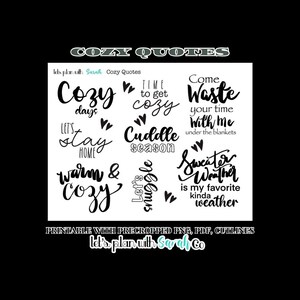COZY QUOTES FALL Autumn Printable stickers Planner, Journal, Bujo, Scrapbooks, Memory Keep, Card making