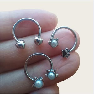 16G/10MM Cat Nose Ring, Heart earrings,Cartilage Earring 16g Helix Earring Helix Piercing Cartilage stud Cartilage Piercing,Claw Nose Ring