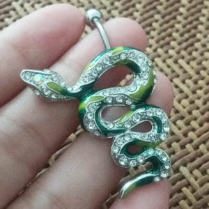 14G big snake Belly Button Ring, Navel Ring,Bar Length 10mm Body Jewelry, Belly Ring, Best Gift For Her Navel piercing.