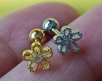 16g 6mm Flower earrings,Girl Cartilage Earring Helix Earring Helix Piercing Cartilage stud Cartilage Piercing,women gift