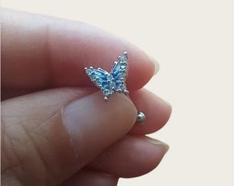 16g Butterfly eyebrow,Eyebrow ring, rook barbell, body piercing jewelry,rook earrings, Eyebrow Curved Barbell Jewelry - cartilage earring