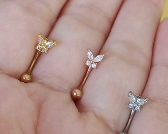 16g 8mmButterfly eyebrow,Eyebrow ring, rook barbell, body piercing jewelry,rook earrings, Eyebrow Curved Barbell Jewelry - cartilage earring