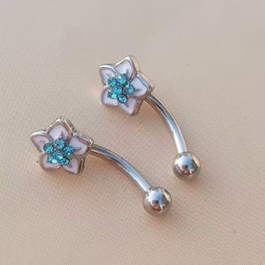 16 g de ceja de flor, anillo de ceja, barra de torre, joyería de perforación corporal, pendientes de torre, joyería de barra curva para cejas - pendiente de cartílago de 16 g