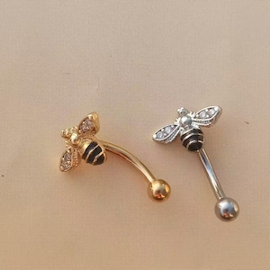 16G/8mm/Bee Eyebrow Ring, Rook Piercing,Eyebrow Piercing,Curved Barbell Ring,Body Jewelry,Earring,Nose Botton.